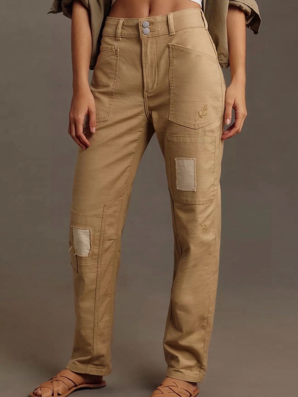 Pilcro the wanderer denim distressed patch and embroidered jeans - Picture 2 of 10